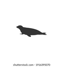 Caribbean Monk Seal Silhouette Vector On A White Background