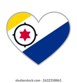 Bandeira dos Países Baixos das Caraíbas. Bandeira do amor dos Países Baixos Caribenhos. Bandeira holandesa das Caraíbas em forma de coração.