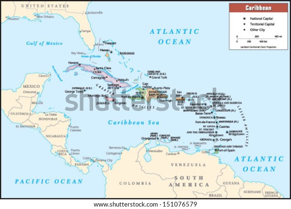 Caribbean Political Map Stock Vector (Royalty Free) 151076579