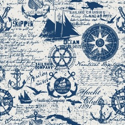 Karibische Segel-Kreuzfahrten Nautische Elemente Collage Grunge Marinen Tapete Vektor Nahtlose Muster