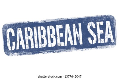 Caribbean sea sign or stamp on white background, vector illustration