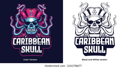 caribbean skull mascot logo vector design