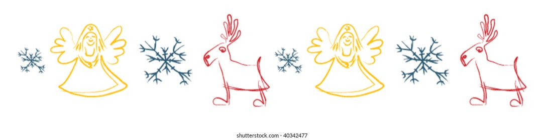Caribou, angel and snowflake