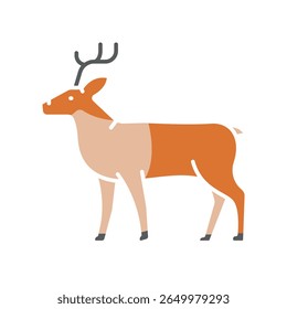 ícone plano de cor caribou para projetos digitais e de impressão. Animais árticos. Ícones mínimos de limpeza para aplicativos e sites. Ícones simples modernos para UI UX e branding