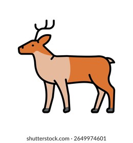 ícone da linha de cores do rena para projetos digitais e de impressão. Animais árticos. Ícones mínimos de limpeza para aplicativos e sites. Ícones simples modernos para UI UX e branding