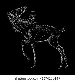 caribou hand drawing vector isolated on black background.