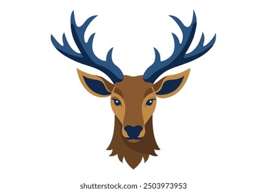Caribou Head Vector Illustration - Cartoon Clipart and Line Art Design