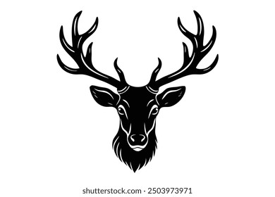 Caribou Head Vector Illustration - Cartoon Clipart and Line Art Design