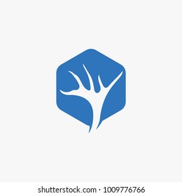 Caribou icon inside hexagon design 