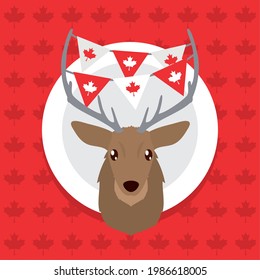 caribou with pennants of canadian design