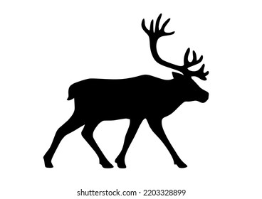 Caribou Silhouette, isolated on white