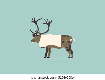 Caribou with tattoos - all layers are named - easy to edit. Enjoy!