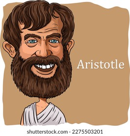 Caricature of Aristotle: Greek philosopher(4th century BCE), student of Plato, tutor of Alexander the Great. Contributions to logic, metaphysics, ethics, politics, and biology. 