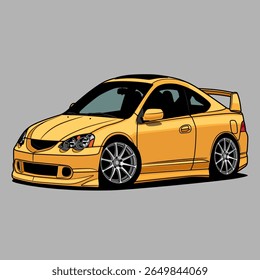 Caricature Car Vector Illustration. Separated layers, easy to edit in your vector supported software.