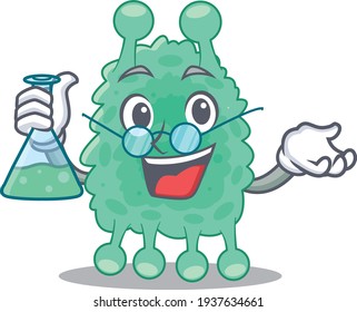 caricature character of azotobacter vinelandii smart Professor working on a lab