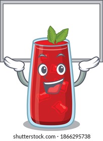 Caricature character of bloody mary cocktail succeed lift up a board