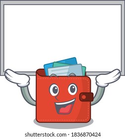 Caricature character of card wallet succeed lift up a board
