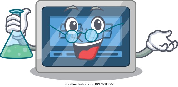 caricature character of digital timer smart Professor working on a lab