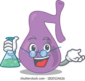 caricature character of gall bladder smart Professor working on a lab