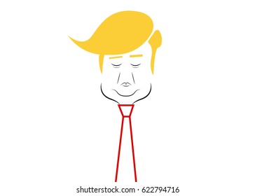 Caricature character illustration of president Donald Trump