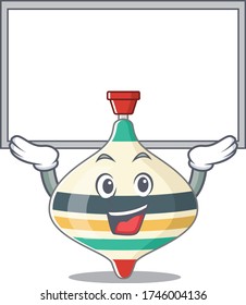 Caricature character of top toy succeed lift up a board