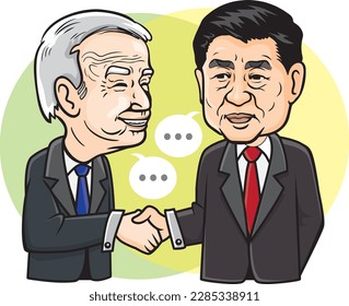 Caricature character, vector illustration of Biden and Xi