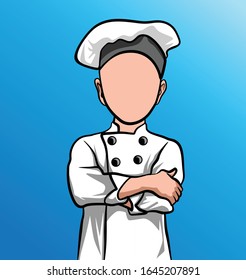 caricature chef with a hat. vector illustration.