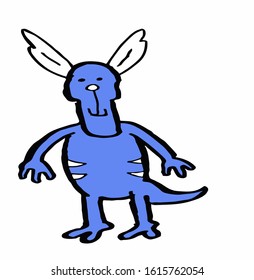 caricature of colorful alien. this is vector work. Can be used for children's books and logo.
