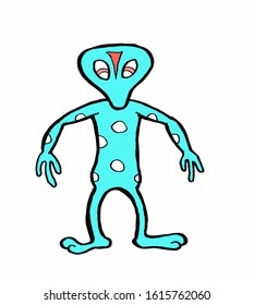 caricature of colorful alien. this is vector work. Can be used for children's books and logo.