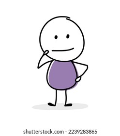 Concepto de caricatura. Contemplando a un pegajoso. Vector. 