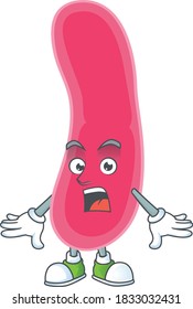 A caricature concept design of fusobacteria with a surprised gesture. Vector illustration