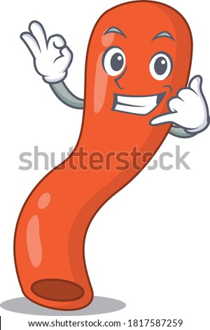 Caricature design of appendix showing call me funny gesture