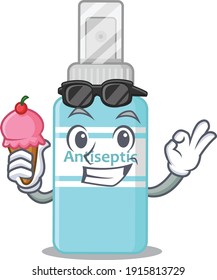 A Caricature design concept of antiseptic with cone ice cream