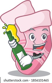 caricature design concept of baby socks cheers with bottle of beer