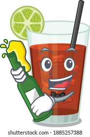 caricature design concept of cuba libre cocktail cheers with bottle of beer