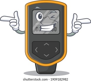 Caricature design concept of dive computer with funny wink eye