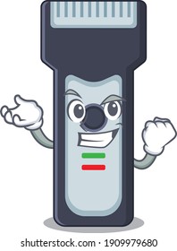 A caricature design concept of electric shaver with happy face. Vector illustration