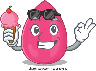 A Caricature design concept of makeup sponge with cone ice cream. Vector illustration