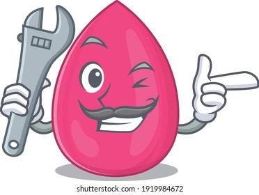 A caricature design concept of makeup sponge working as a mechanic. Vector illustration