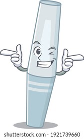 Caricature design concept of mascara with funny wink eye. Vector illustration