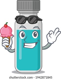 A Caricature design concept of medical test bottle with cone ice cream. Vector illustration