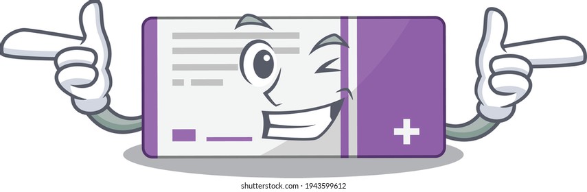 Caricature design concept of medicine box with funny wink eye. Vector illustration