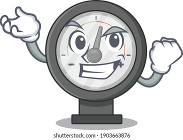 A caricature design concept of pressure gauge with happy face