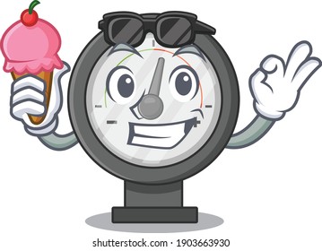 A Caricature design concept of pressure gauge with cone ice cream