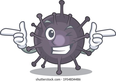 Caricature design concept of salmonella with funny wink eye. Vector illustration