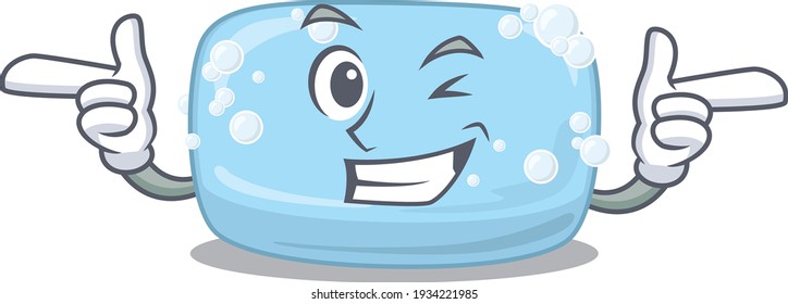 Caricature design concept of soap with funny wink eye. Vector illustration