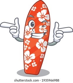 Caricature design concept of surfboard with funny wink eye. Vector illustration