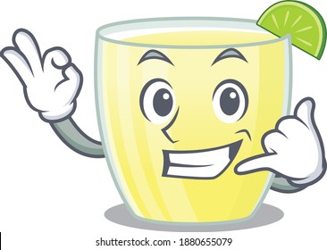 Caricature design of daiquiri cocktail showing call me funny gesture