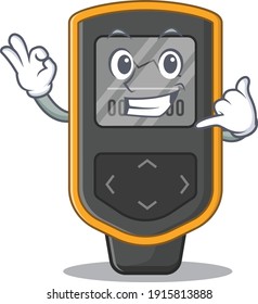 Caricature design of dive computer with cute call me pose