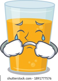 Caricature design of glass of orange juice having a sad face. Vector illustration